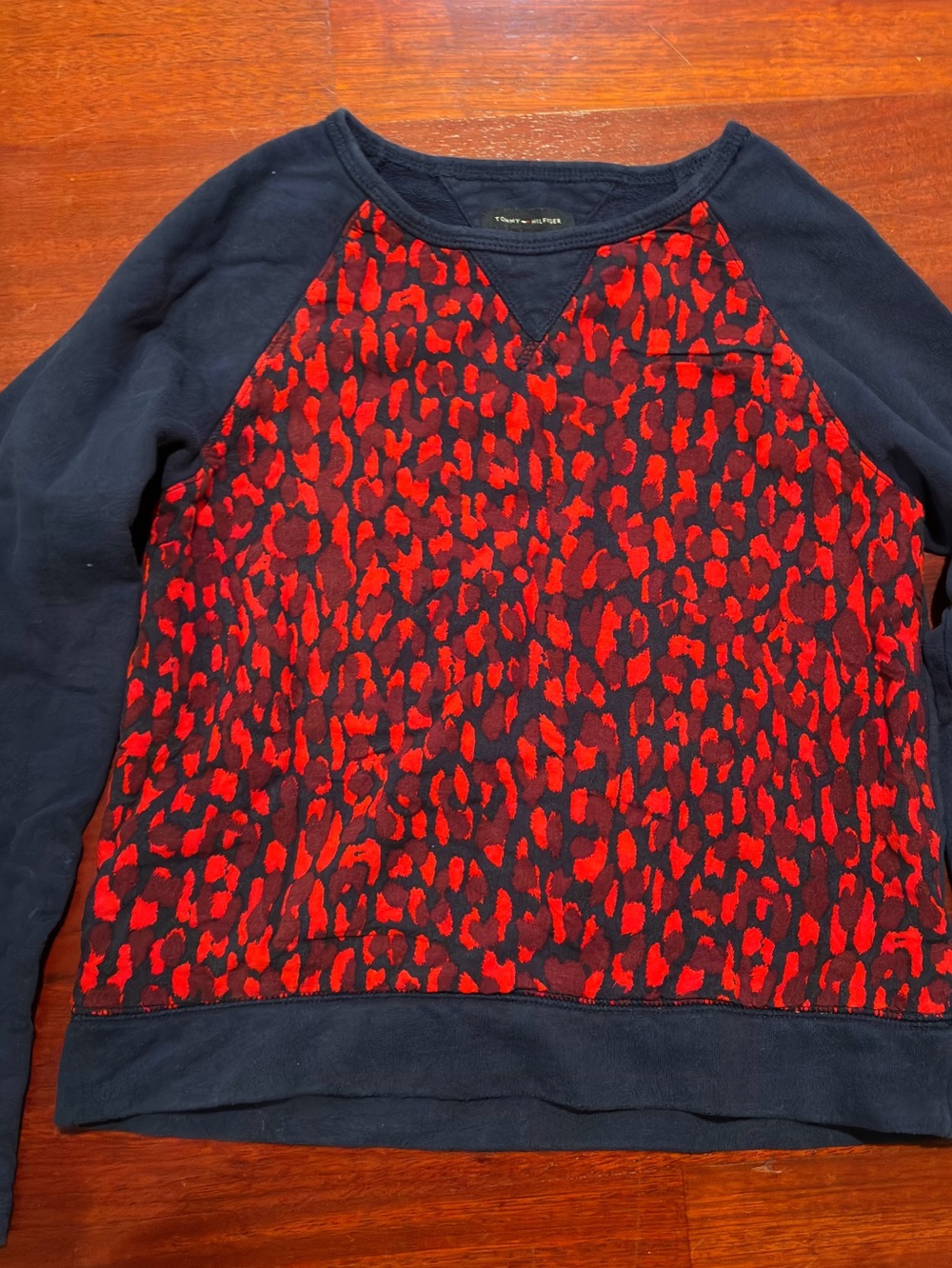 Kids Red Leopard Print Panel Sweatshirt